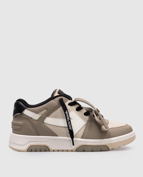 Off-White Детские серые кожаные кроссовки Out of office с логотипом OBIA011S25LEA001