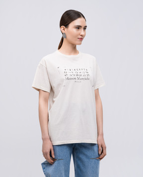 Maison Margiela Бежевая футболка с принтом логотипа S51GC0534S24575
