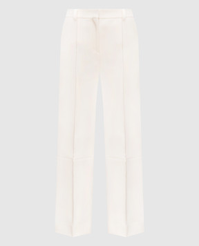 Victoria Beckham Белые брюки клеш с шерстью 1124WTR005120A