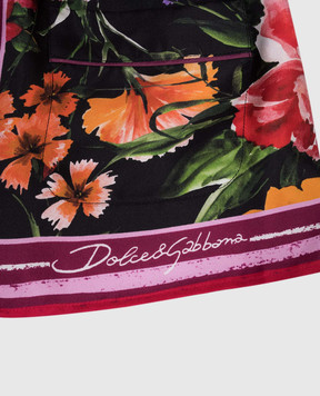 Dolce&Gabbana Дитяча чорна блуза із шовку в квітковий принт L55S87HI1U8