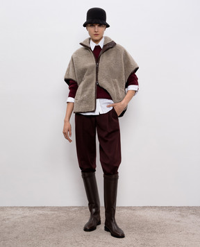 Brunello Cucinelli Серый жилет из овчины с цепочкой мониль MPMCM7733P