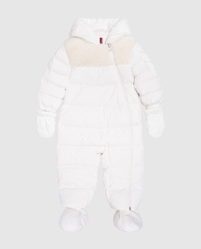 Moncler ENFANT Дитячий білий пуховий комбінезон Indro з логотипом J29511G0000154A81