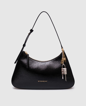 Givenchy Черная кожаная лакированная сумка-хобо Lucky Lock BB511JB27X