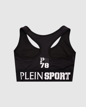 Plein Sport Чорний топ з контрастним принтом WUZ0008