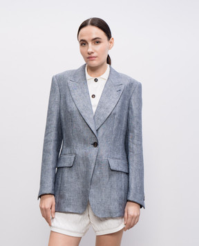 Brunello Cucinelli Синій жакет з коноплі та льону MH5487222