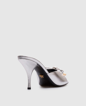 Versace Сріблясті шкіряні мюлі Opera Bow 10182391A08539