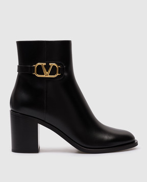 Valentino Чорні шкіряні ботильйони з логотипом VLogo Signature 5W2S0CK1DSH