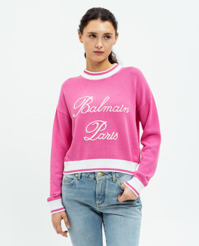 Balmain Рожевий джемпер з вишивкою логотипа DF1KA002KG48