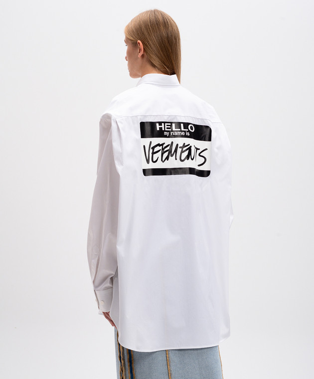 Vetements Біла сорочка з принтом логотипа UA65SH560Ww зображення 4