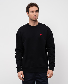 Ami Paris Черный свитшот с вышивкой эмблемы Ami de Coeur BFUSW035730