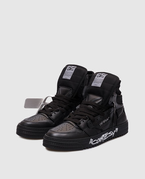 Off-White Чорні шкіряні хайтопи 3.0 Court Courtesy OMIA065C99LEA007