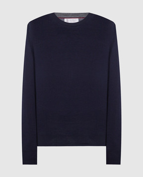 Brunello Cucinelli Синий джемепр из шерсти и кашемира M2400100