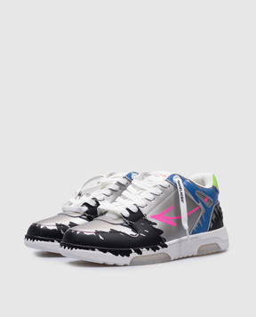 Off-White Сріблясті шкіряні кросівки Bstroy Out Of Office OMIA189G24LEA002