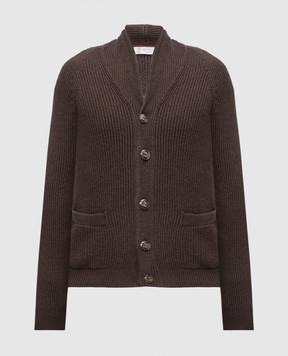 Brunello Cucinelli Коричневий кардиган в рубчик MNI708606
