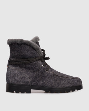Santoni Сірі замшеві черевики на хутрі WTDR71048SMRAHFR