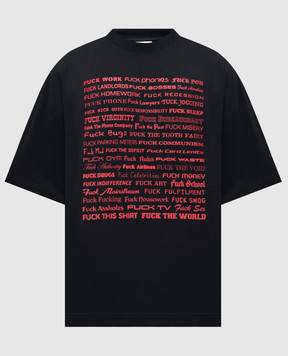 Vetements Черная футболка с принтом UH76TR660Bm