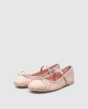 Pretty Ballerinas Дитячі шкіряні бежеві балетки Hannah з кристалами Swarovski 51250