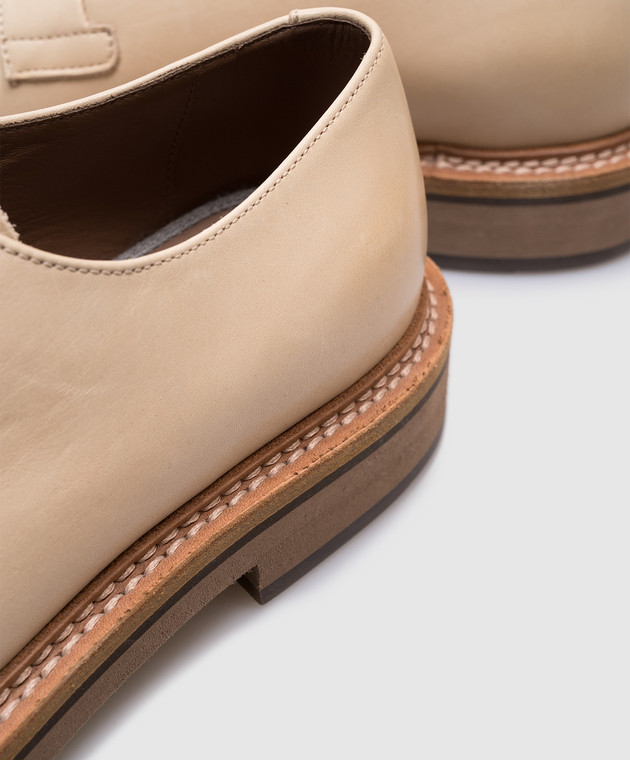 Brunello Cucinelli Бежевые кожаные дерби MZUM00P127 изображение 5