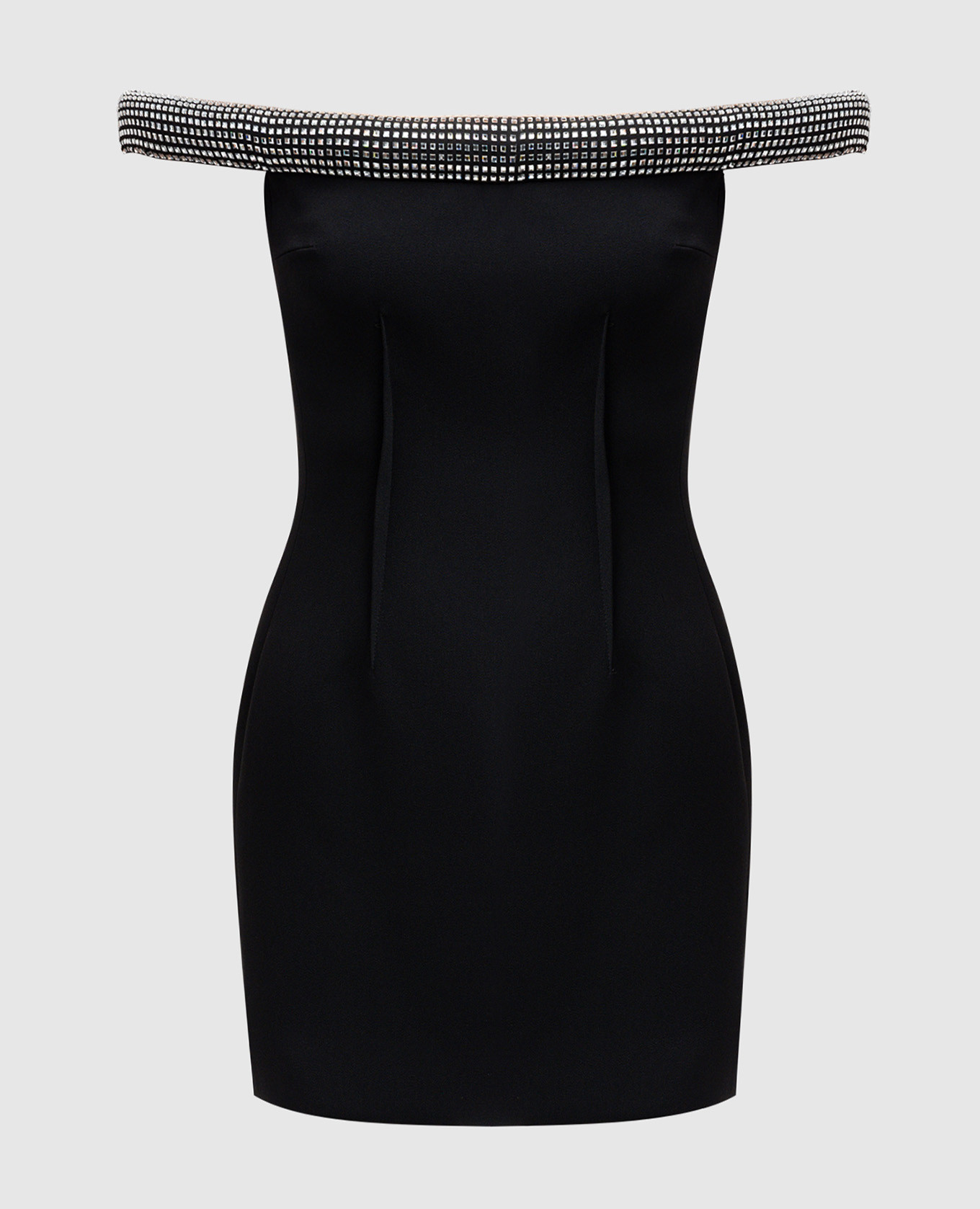 Черное платье мини с кристаллами