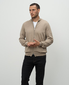 Brunello Cucinelli Бежевый кардиган из шерсти и кашемира M2400106