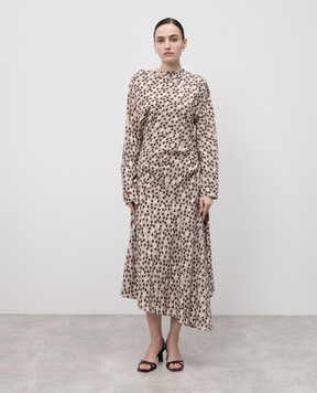 PROENZA SCHOULER Бежева сукня Alina з шовком в квітковий принт R2523032BYP297
