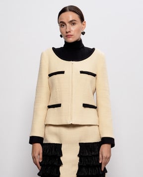 Valentino Бежевий твідовий жакет з вовни 7B0CE4T590Y