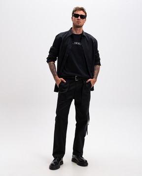 Ann Demeulemeester Черная футболка с принтом Echoes 2402MJTS0236FA206