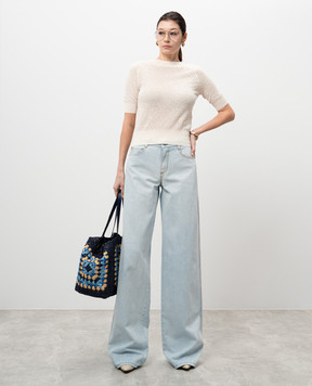Ermanno Scervino Білий джемпер в ажурний візерунок D465L318KKZ