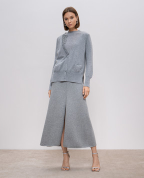 Ermanno Scervino Сіра спідниця з вовни та кашеміру з розрізом D455O303BWY