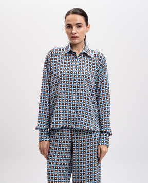 Ermanno Scervino Блакитна блуза із шовку в геометричний принт D462K351QBK