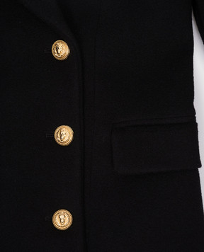 Balmain Дитяче чорне двобортне пальто з вовни та кашеміру BV2A60E0086