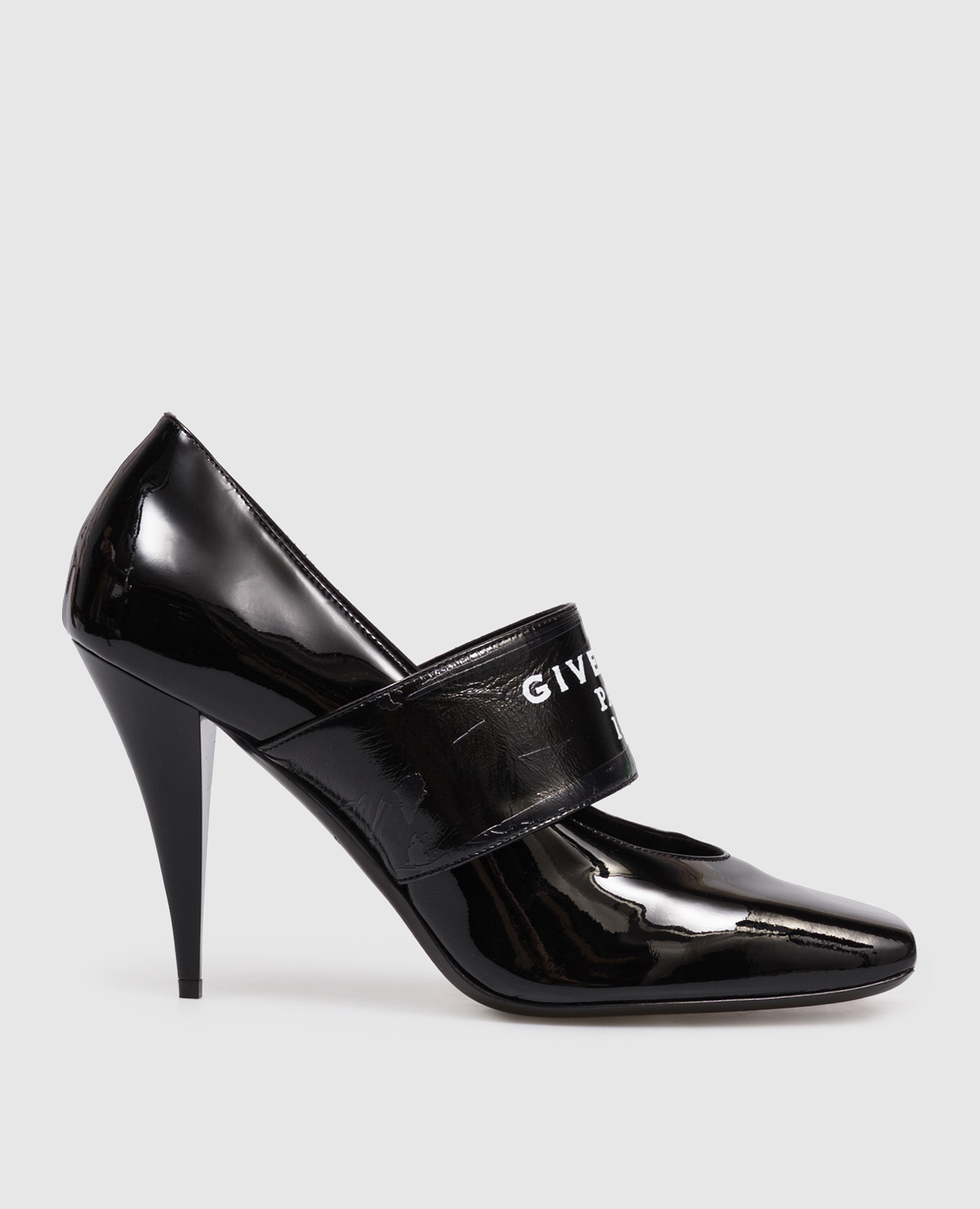 

Черные кожаные лакированные туфли с логотипом, Черный, Туфли