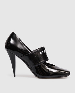 Givenchy Чорні шкіряні лаковані туфлі з логотипом BE404JE2F6