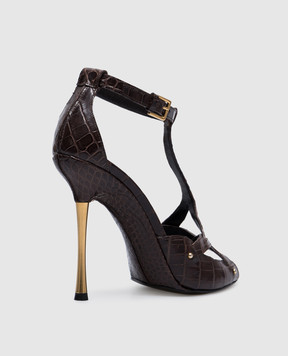 Tom Ford Коричневі босоніжки зі шкіри крокодила W0463TALL