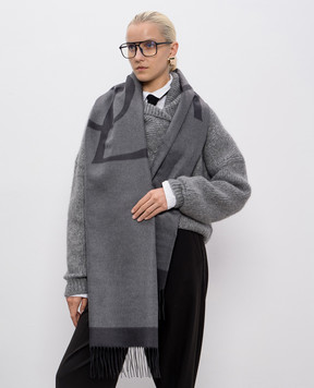 Saint Laurent Сірий палантин із шовку з логотипом 7948613Y009