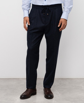 Brunello Cucinelli Брюки синие из шерсти M038PE1710