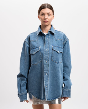 Vetements Синяя рубашка с вышивкой логотипа UA66SH500N