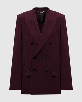 Victoria Beckham Бордовый двубортный жакет с шерстью 1225WJK006543A