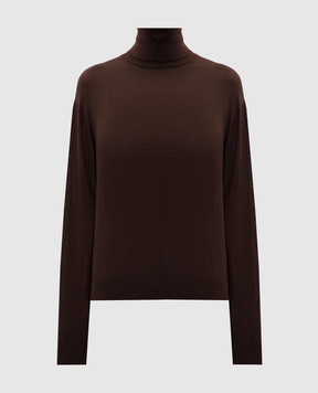 Saint Laurent Коричневий гольф з вовни, шовку та кашеміру 840802YAPK2