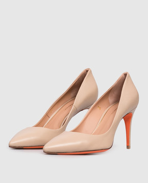 Santoni Бежевые кожаные туфли WDID70945HI2NSZA