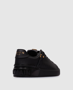 Balmain Черные кожаные кеды B-Court B-Buzz с логотипом EN1VI738LCGD