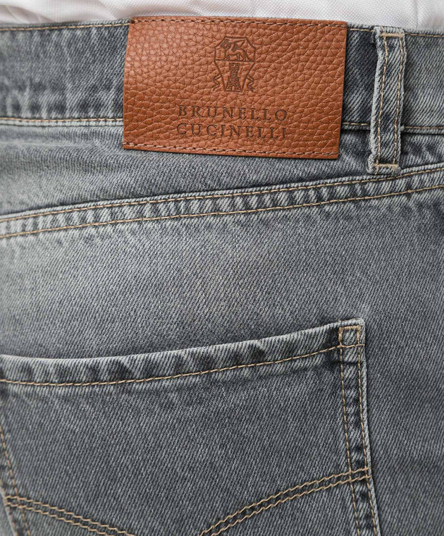 Brunello Cucinelli Серые джинсы с вышивкой логотип логотип M240PO1090 изображение 5