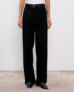Max Mara Черные брюки PARIDE из шерсти с высокой посадкой PARIDE