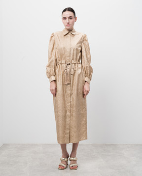 Max Mara Бежева сукня-сорочка APE із шовку в квітковий принт APE