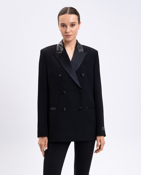 Versace Чорний двобортний жакет з вовни 10201161A14592