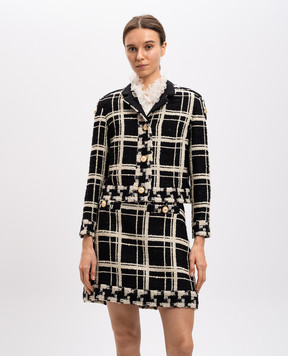 Valentino Черный твидовый жакет в клетку 6B3CJ3Q590N