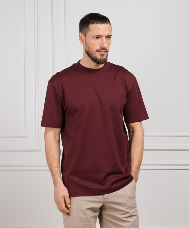 Loro Piana Бордова футболка прямого крою FAM8924 зображення 3