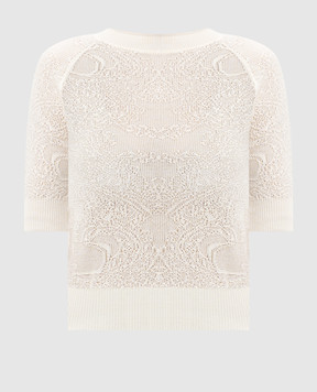 Ermanno Scervino Білий джемпер в ажурний візерунок D465L318KKZ