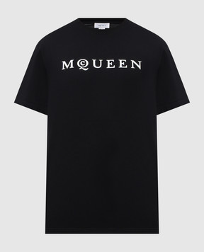 Alexander McQueen Черная футболка с фактурным логотипом 828420QTADD