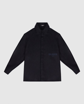 Balmain Дитяча синя сорочка з вовни з логотипом BX5P20I0283810